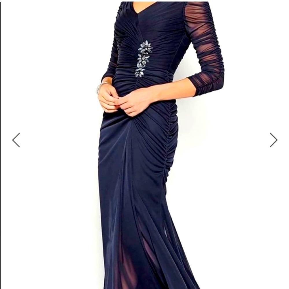 COPY - Adrianna Papell rushed mesh overlay gown